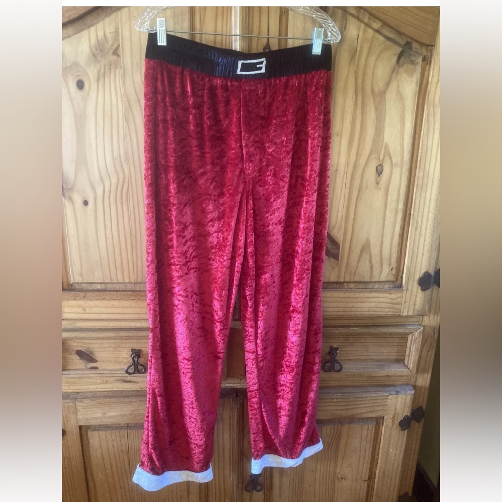 Mens Max Deco red black Christmas crushed velvet pajama lounge pants - size M